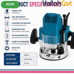 1600W High-Speed Electric Wood Router (Blue) – 12.7mm Adjustable Depth Trimming & Carving Tool, 23000 RPM