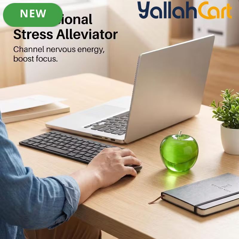 Green Real Touch Silicone Gel Apple Stress Ball – Slow-Rising Anxiety Relief & Aesthetic Desk Decor