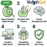 Green Real Touch Silicone Gel Apple Stress Ball – Slow-Rising Anxiety Relief & Aesthetic Desk Decor