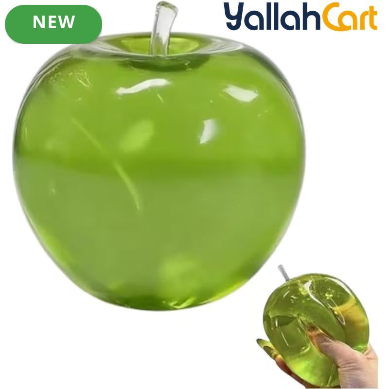 Green Real Touch Silicone Gel Apple Stress Ball – Slow-Rising Anxiety Relief & Aesthetic Desk Decor