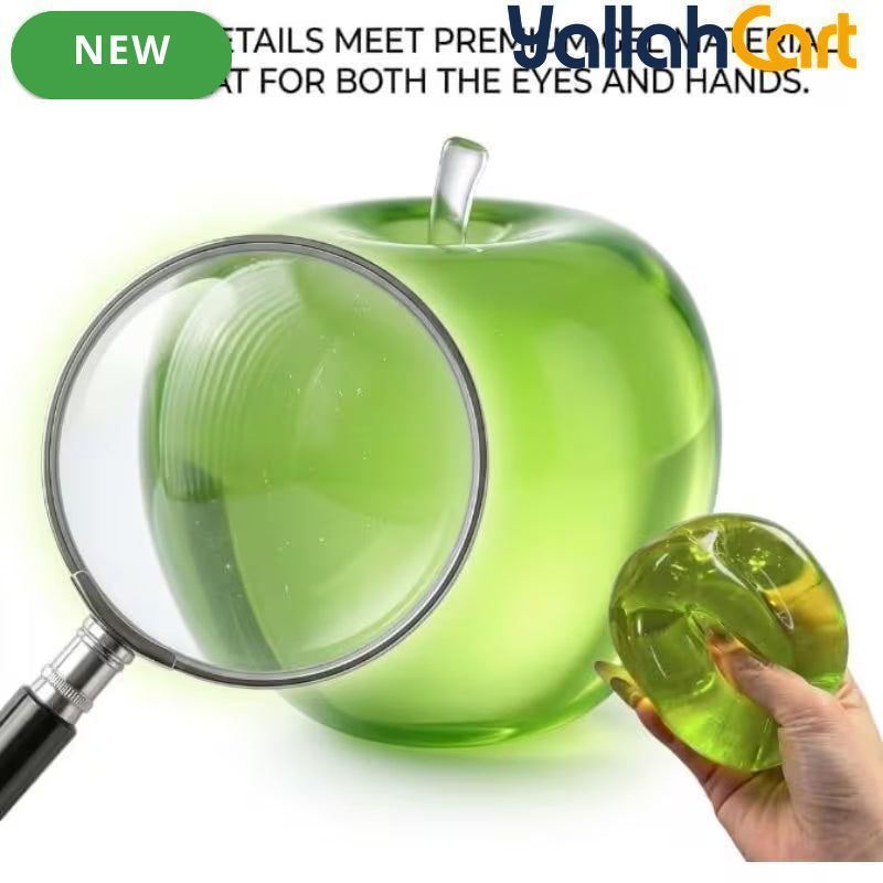 Green Real Touch Silicone Gel Apple Stress Ball – Slow-Rising Anxiety Relief & Aesthetic Desk Decor