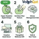 Green Real Touch Silicone Gel Apple Stress Ball – Slow-Rising Anxiety Relief & Aesthetic Desk Decor