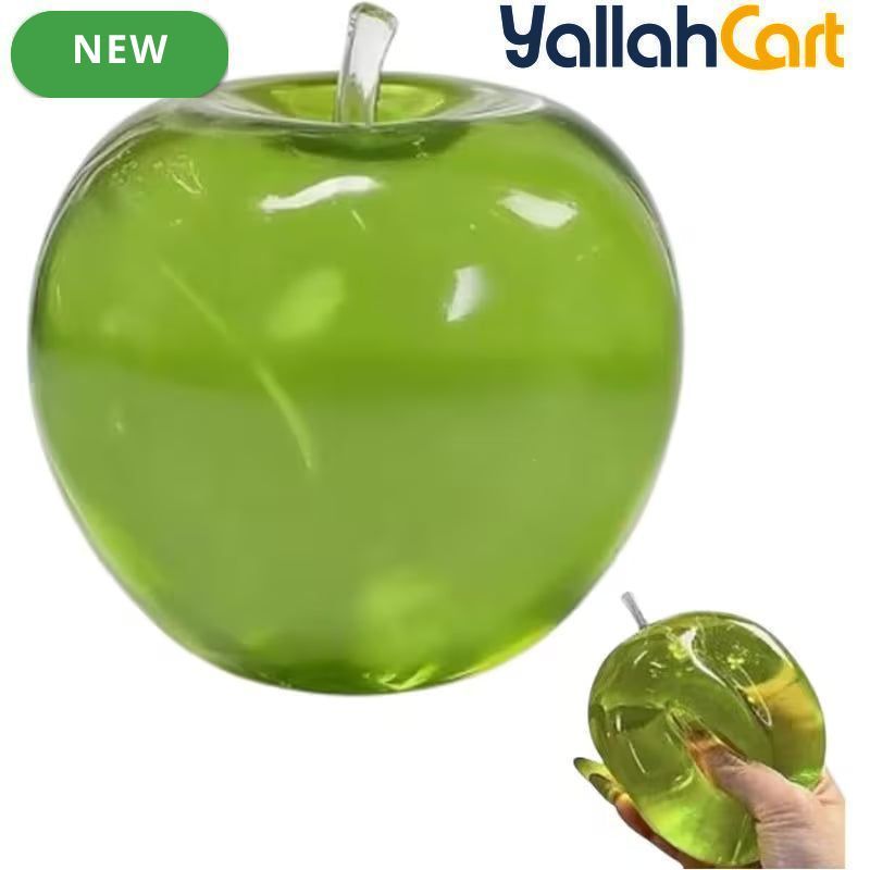 Green Real Touch Silicone Gel Apple Stress Ball – Slow-Rising Anxiety Relief & Aesthetic Desk Decor