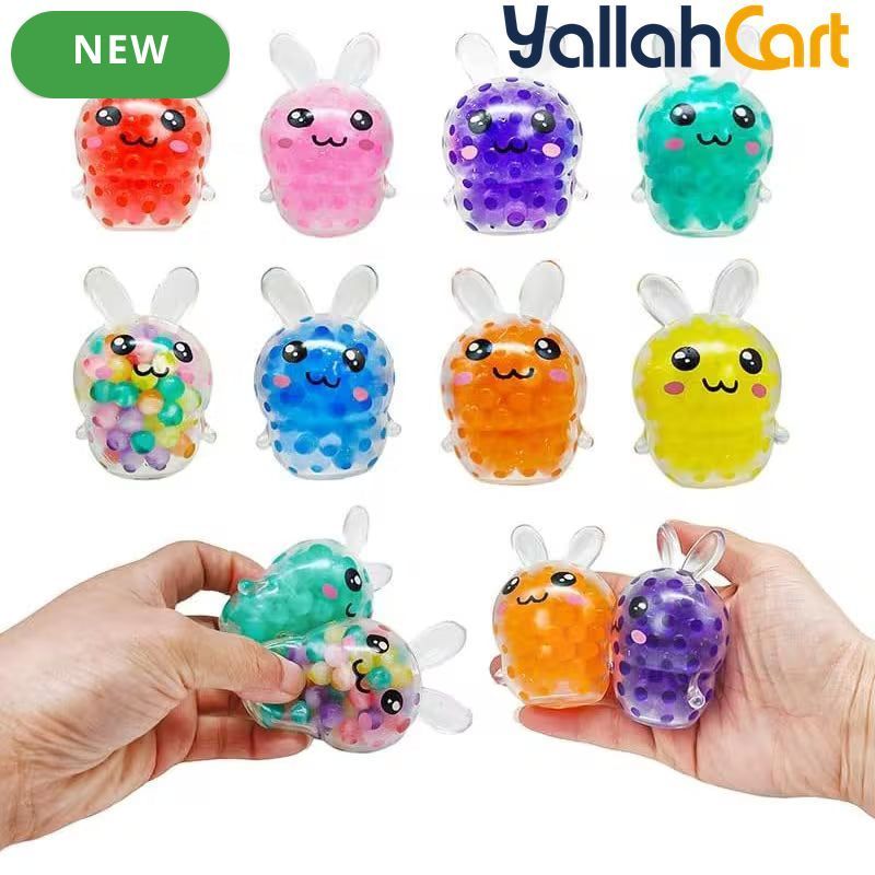 Mixed Color 12-Piece Soft Bouncy Rabbit Stress Ball Set – Cute Sensory Pressure Relief Toys