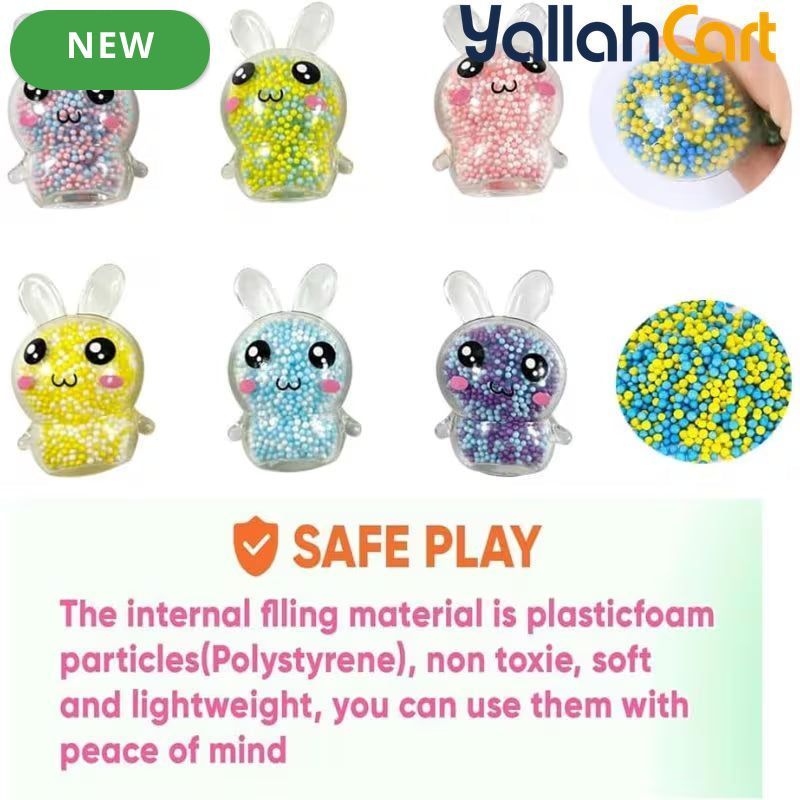 Mixed Color 12-Piece Soft Bouncy Rabbit Stress Ball Set – Cute Sensory Pressure Relief Toys