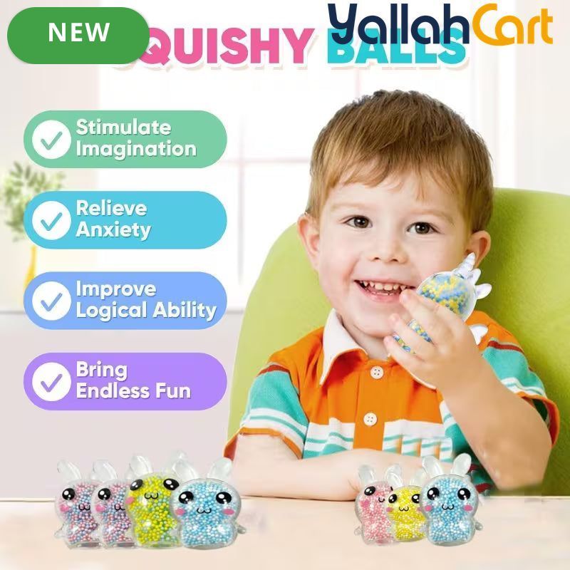 Mixed Color 12-Piece Soft Bouncy Rabbit Stress Ball Set – Cute Sensory Pressure Relief Toys