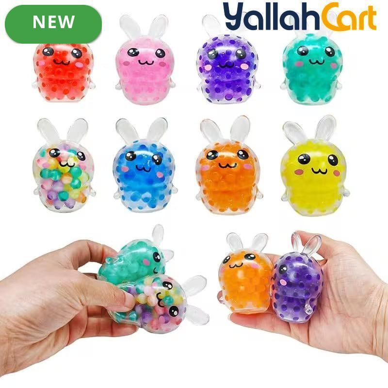 Mixed Color 12-Piece Soft Bouncy Rabbit Stress Ball Set – Cute Sensory Pressure Relief Toys