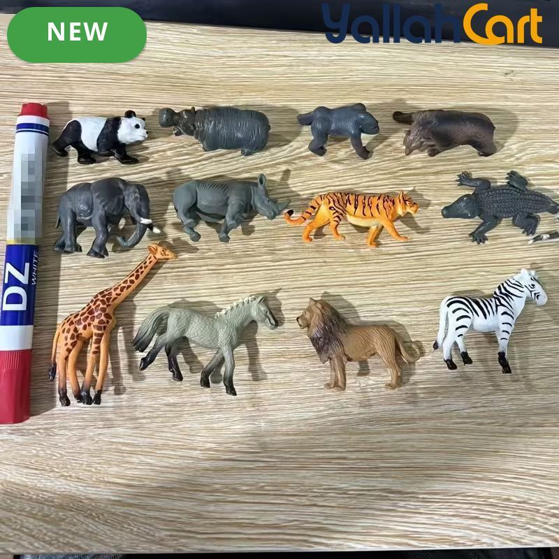 Mixed Color 12-Piece Mini Wild Animal Model Toys – Lion, Tiger, Giraffe, Zebra & More Safari Figures