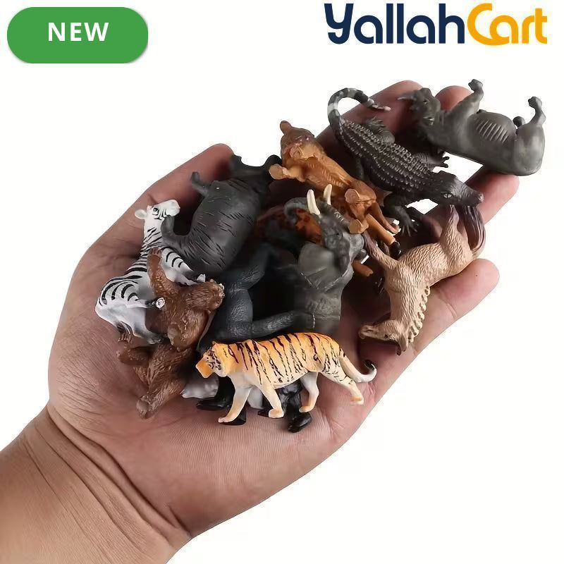 Mixed Color 12-Piece Mini Wild Animal Model Toys – Lion, Tiger, Giraffe, Zebra & More Safari Figures