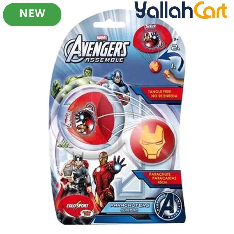 Multicolor Eolo-Marvel Iron Man Parachuterz Toy – High-Altitude Outdoor Action Figure & Parachute Set