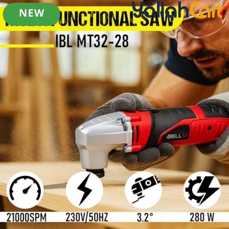 iBELL MT32-28 Multi-Functional Oscillating Tool (Red) – 280W Motor, 10,000-21,000 SPM 6-Speed Control & Complete Accessories Kit