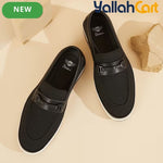 Pack Platinum Collection Men's Mesh Loafers - Navy & Dark Brown, Golden Metal Buckle Design Business Casual Shoes, Breathable Lightweight Wear-Resistant Versatile Flat Shoes