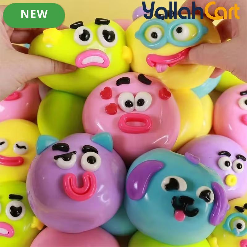 Multicolor Curiosities Smushers Dog Face Swap Stress Ball – Slow-Rise Sensory Fidget Toy for Anxiety Relief