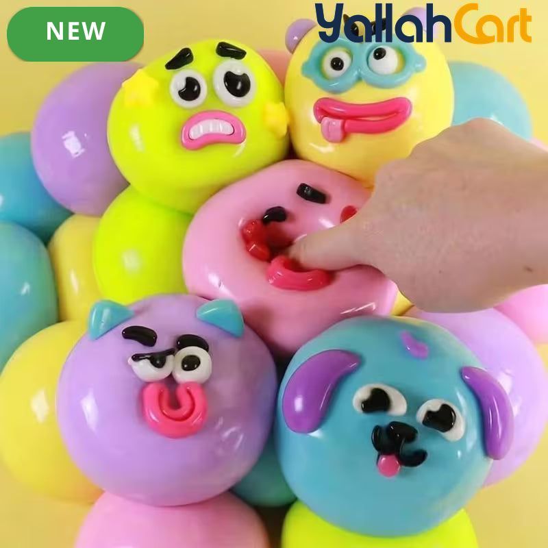 Multicolor Curiosities Smushers Dog Face Swap Stress Ball – Slow-Rise Sensory Fidget Toy for Anxiety Relief