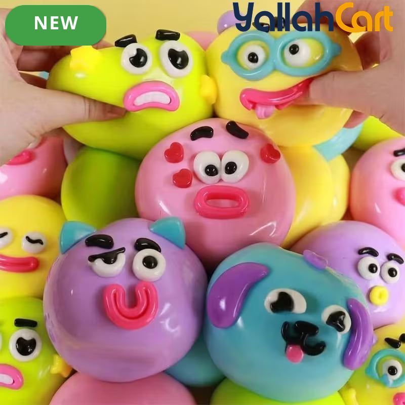 Multicolor Curiosities Smushers Dog Face Swap Stress Ball – Slow-Rise Sensory Fidget Toy for Anxiety Relief