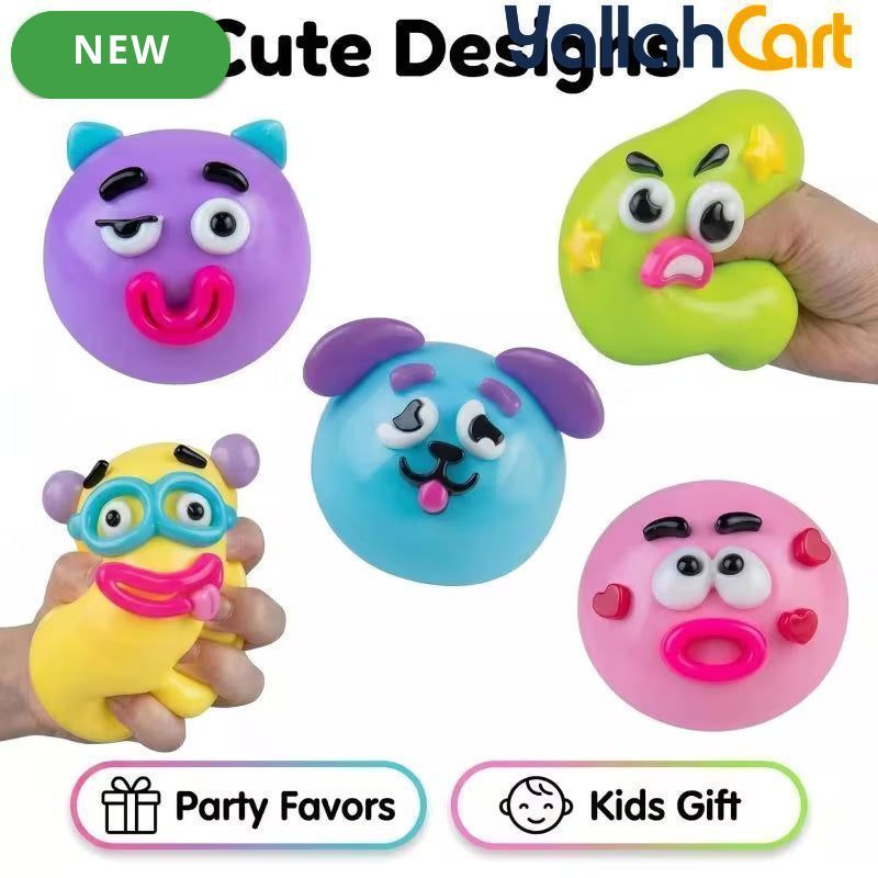 Multicolor Curiosities Smushers Dog Face Swap Stress Ball – Slow-Rise Sensory Fidget Toy for Anxiety Relief