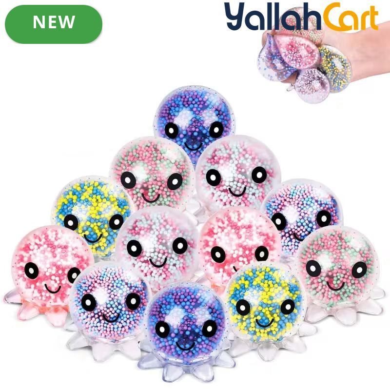 Mixed Color 12-Pack Cute Fidget Octopus Stress Balls – Large Rubber Sensory Toys for Anxiety Relief