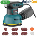 HAMZA&CURATED Random Orbital Sander (Blue,Black) – 300W 12000RPM Variable Speed Corded Palm Sander with 16pcs Sandpaper & Dust Bag for Woodworking