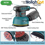 HAMZA&CURATED Random Orbital Sander (Blue,Black) – 300W 12000RPM Variable Speed Corded Palm Sander with 16pcs Sandpaper & Dust Bag for Woodworking