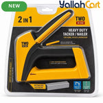 Heavy Duty 2-in-1 Manual Staple Gun & Brad Nailer (Yellow) – Bottom Load Hand Tacker for Wood, Upholstery & DIY Repair
