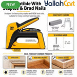 Heavy Duty 2-in-1 Manual Staple Gun & Brad Nailer (Yellow) – Bottom Load Hand Tacker for Wood, Upholstery & DIY Repair