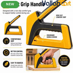 Heavy Duty 2-in-1 Manual Staple Gun & Brad Nailer (Yellow) – Bottom Load Hand Tacker for Wood, Upholstery & DIY Repair