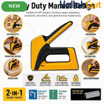 Heavy Duty 2-in-1 Manual Staple Gun & Brad Nailer (Yellow) – Bottom Load Hand Tacker for Wood, Upholstery & DIY Repair