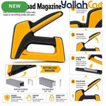 Heavy Duty 2-in-1 Manual Staple Gun & Brad Nailer (Yellow) – Bottom Load Hand Tacker for Wood, Upholstery & DIY Repair