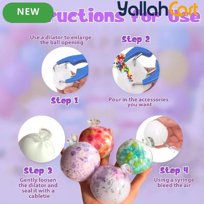 Mixed Color Stress Ball Making Kit – DIY Pressure Anxiety Relief Set with TPR Skins & Vacuum Tool