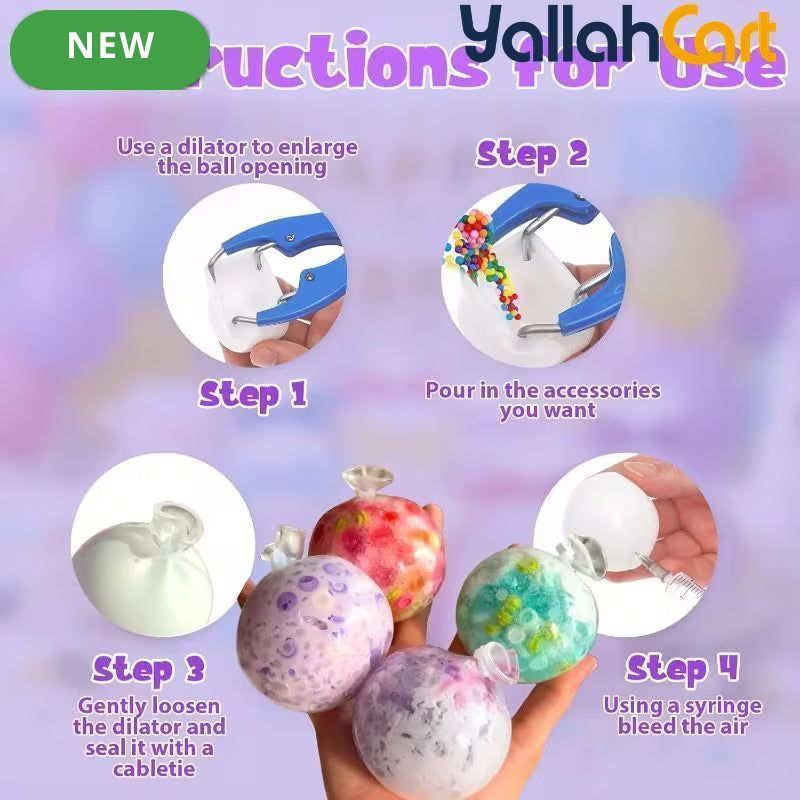 Mixed Color Stress Ball Making Kit – DIY Pressure Anxiety Relief Set with TPR Skins & Vacuum Tool