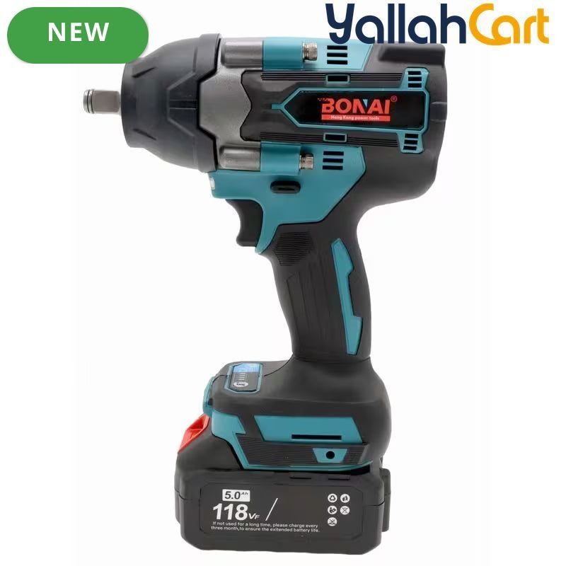 Bonai BN-128Vf Cordless Electric Impact Wrench (Blue) – 600Nm High Torque, 118V Lithium Battery & 3800 RPM