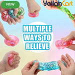 Blue & Multicolor 4-Pack Cube of Ice Stress Balls – Soft Seashell Dough Fidget Toys for Relaxation