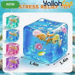 Blue & Multicolor 4-Pack Cube of Ice Stress Balls – Soft Seashell Dough Fidget Toys for Relaxation