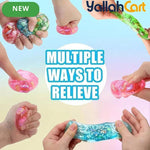 Blue & Multicolor 4-Pack Cube of Ice Stress Balls – Soft Seashell Dough Fidget Toys for Relaxation