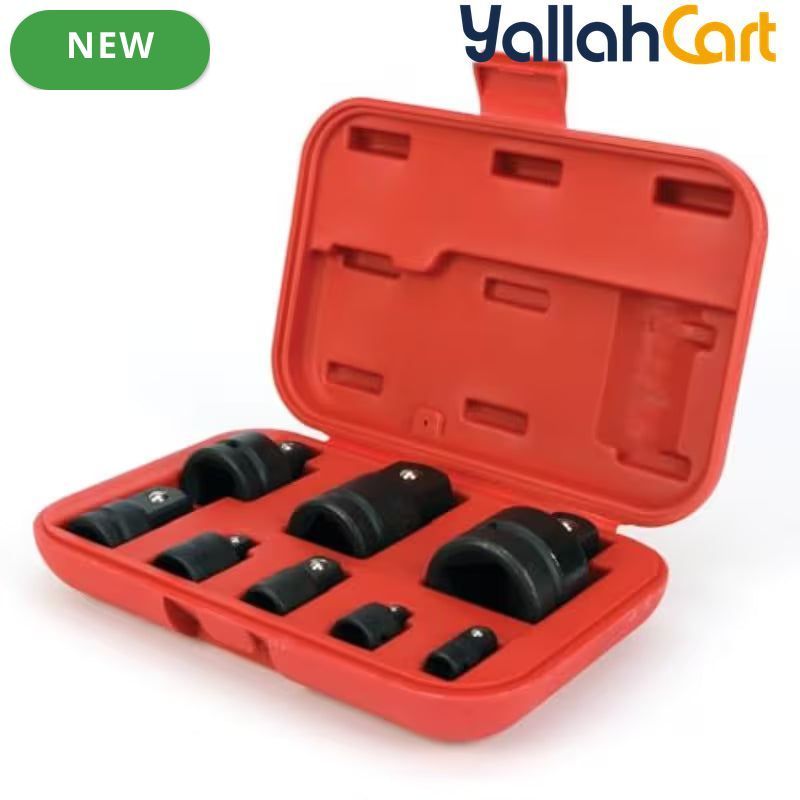 M795 8-Piece Convertible Impact Adaptor Set (Black/Red) – Heavy-Duty Reducer & Enlarger Kit with Durable Storage Case