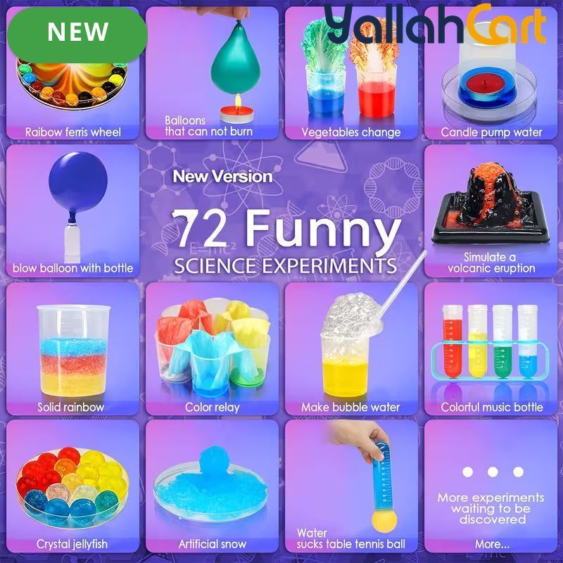 Multicolor 72+ Piece Science Lab Experiment Kit – Educational Science Toys & Learning Games for Kids Ages 8+