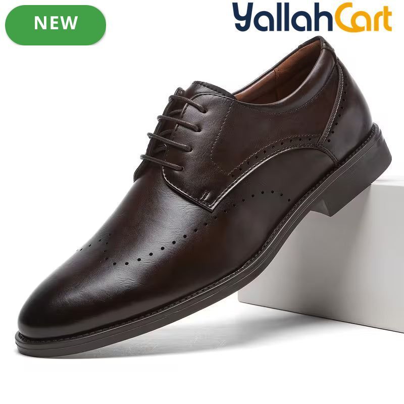 Pack Platinum Collection Men's British Style Oxford Shoes - Dark Brown, High-End Breathable Business Casual Formal Shoes, Lightweight Rubber Sole Banquet Shoes