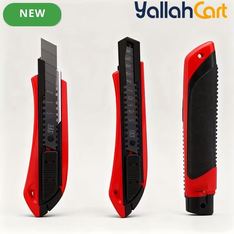 MOMENT 3-in-1 Utility Knife (Red/Black) – 18mm Stainless Steel Thickened Cutting Tool with Retractable Handle