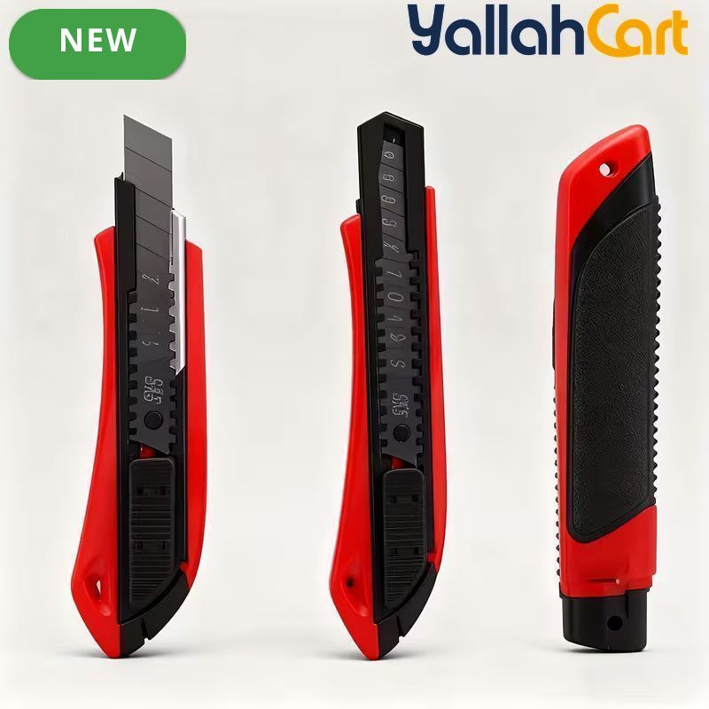 MOMENT 3-in-1 Utility Knife (Red/Black) – 18mm Stainless Steel Thickened Cutting Tool with Retractable Handle