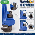 10 Inch Adjustable Straight Pipe Wrench - Blue & Black, Toothed Jaw, Knurled Adjustment Wheel, Adjustable Plumbing Wrench, Metal Pipe Fitting Repair Hand Tool for Home, Workshop & Maintenance