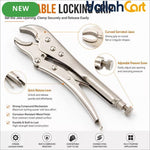 8.5 Inch Curved Jaw Locking Pliers - Silver, Heavy Duty Adjustable Vice Grip, Quick Release Lever, Pressure Adjustment Screw, Serrated Jaws for Welding, Automotive, Plumbing, Workshop & DIY Repairs