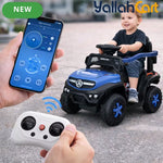 Kids Ride On Car - Blue Dual Motor Rechargeable Battery Powered Electric Car with Remote Control, Push Handle, Music System, Horn & LED Lights, Forward & Reverse, Toddler Ride-On Car