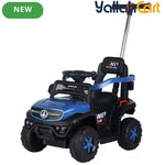 Kids Ride On Car - Blue Dual Motor Rechargeable Battery Powered Electric Car with Remote Control, Push Handle, Music System, Horn & LED Lights, Forward & Reverse, Toddler Ride-On Car
