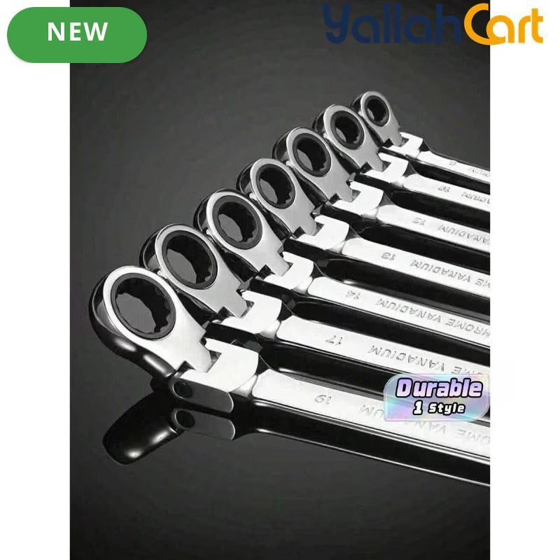 12pcs Reversible Wrench Set - Silver, 8MM-19MM Compound Wrench Set, Aluminum Alloy Hand Tool Set, Reversible Double-Ended Wrenches, Multi-Size Mechanical Repair Tools for Home, Workshop & Automotive Use