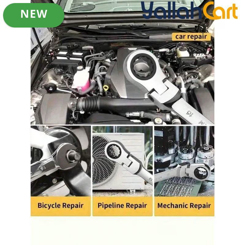 12pcs Reversible Wrench Set - Silver, 8MM-19MM Compound Wrench Set, Aluminum Alloy Hand Tool Set, Reversible Double-Ended Wrenches, Multi-Size Mechanical Repair Tools for Home, Workshop & Automotive Use