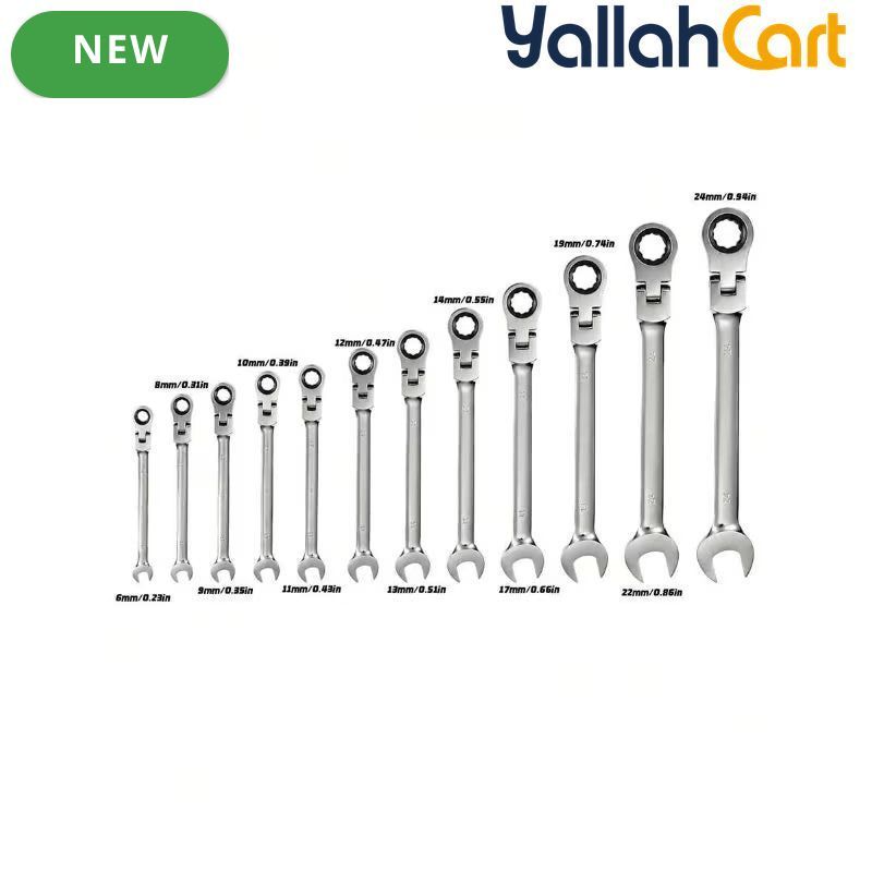12pcs Reversible Wrench Set - Silver, 8MM-19MM Compound Wrench Set, Aluminum Alloy Hand Tool Set, Reversible Double-Ended Wrenches, Multi-Size Mechanical Repair Tools for Home, Workshop & Automotive Use