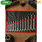 12pcs Reversible Wrench Set - Silver, 8MM-19MM Compound Wrench Set, Aluminum Alloy Hand Tool Set, Reversible Double-Ended Wrenches, Multi-Size Mechanical Repair Tools for Home, Workshop & Automotive Use
