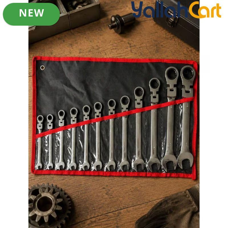 12pcs Reversible Wrench Set - Silver, 8MM-19MM Compound Wrench Set, Aluminum Alloy Hand Tool Set, Reversible Double-Ended Wrenches, Multi-Size Mechanical Repair Tools for Home, Workshop & Automotive Use