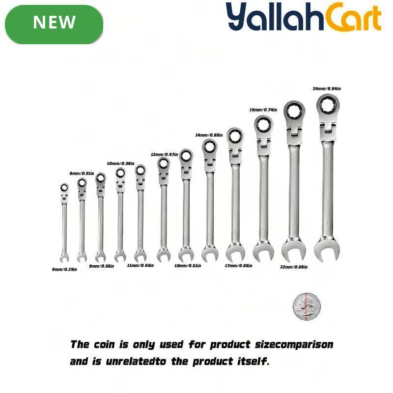 12pcs Reversible Wrench Set - Silver, 8MM-19MM Compound Wrench Set, Aluminum Alloy Hand Tool Set, Reversible Double-Ended Wrenches, Multi-Size Mechanical Repair Tools for Home, Workshop & Automotive Use