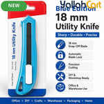 18mm Utility Knife - Black & Blue, Retractable Snap-Off Box Cutter, Automatic Blade Lock, Carbon Steel Blade, Heavy-Duty Cutting Knife for DIY, Office, Warehouse & Home